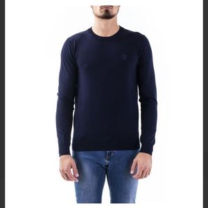 Trussardi Navy Blue Crewneck Wool Blend Sweater